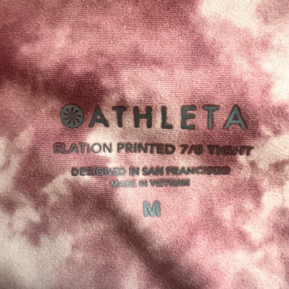 Athleta Women 25" Elation Printed 7/8 Tight Pink Maroon Tie Dye - size M - Picture 6 of 9